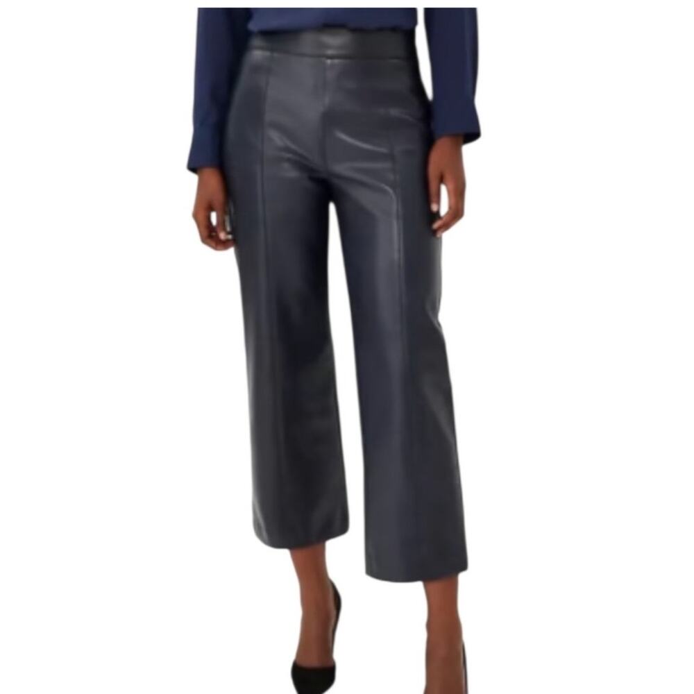 Ann Taylor High Waist Wide Leg Crop Pant Faux Leather size 4